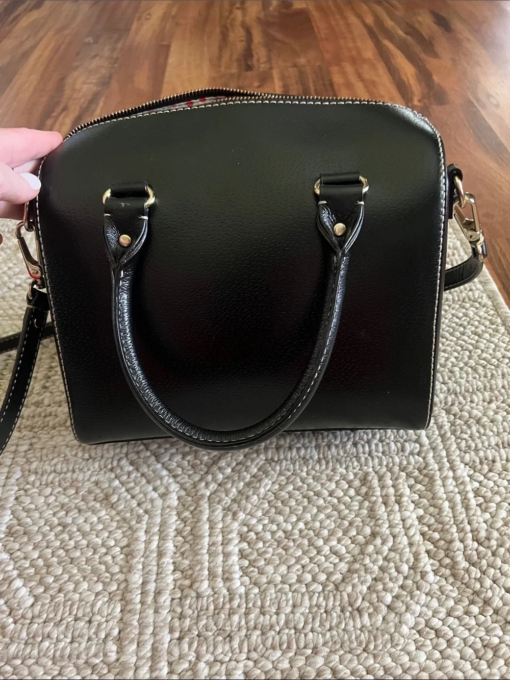 kate spade Black Leather Dome Crossbody with Gold Hardware